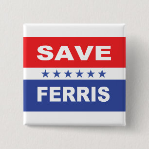 Macaron Carré 5 Cm Drapeau Save Ferris Election Flag