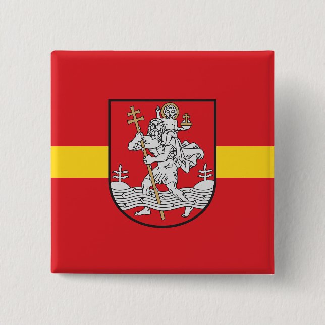 Macaron Carré 5 Cm Drapeau Vilnius, Lituanie Pinback Button (Devant)