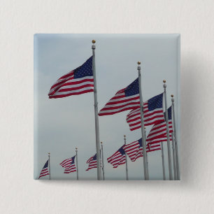 Macaron Carré 5 Cm Drapeaux américains au Monument de Washington