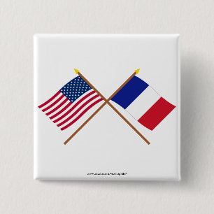Macaron Carré 5 Cm Drapeaux croisés États-Unis et France