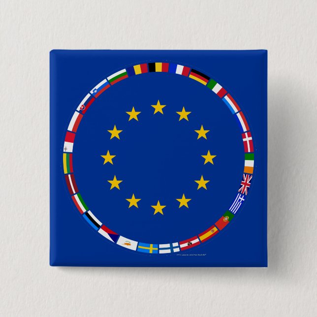 Macaron Carré 5 Cm Drapeaux d'Union européenne (Devant)