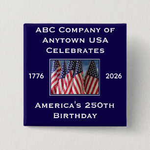 Macaron Carré 5 Cm Drapeaux patriotiques des États-Unis pour le 250e
