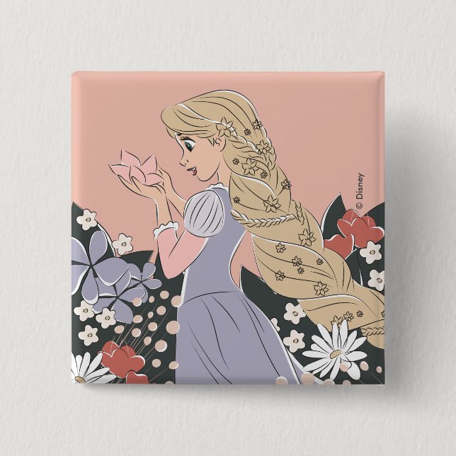 Macaron Carré 5 Cm Dreamy Rapunzel en fleurs (Devant)