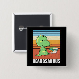 Macaron Carré 5 Cm Drôle Livre Readosaurus Dinosaur Lecture Dino Retr