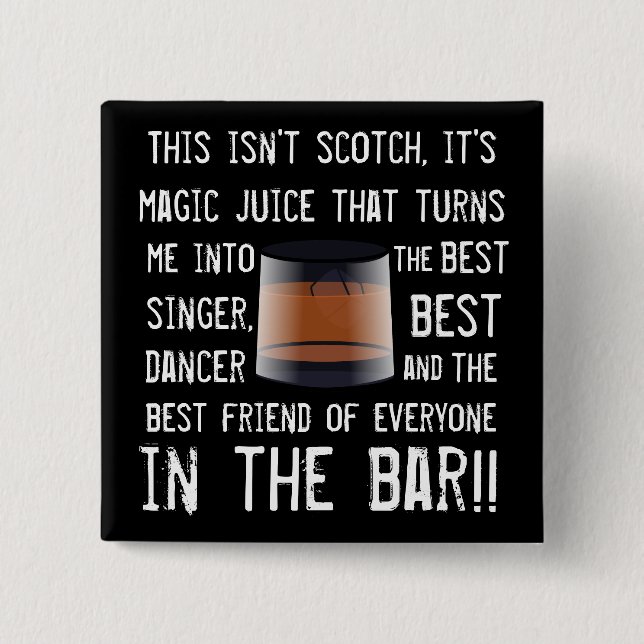 Macaron Carré 5 Cm Drôle Scotch Drinkers Slogan (Devant)