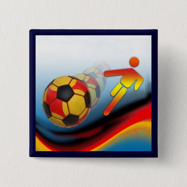 Macaron Carré 5 Cm Dynamique du football et du football (Devant)