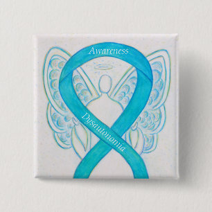 Macaron Carré 5 Cm Dysautonomia Sensibilisation Ruban Angel Pins Bout
