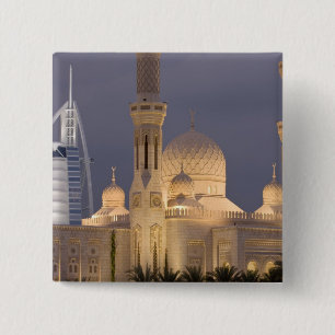 Macaron Carré 5 Cm EAU, Dubaï. Mosquée au crépuscule avec Burj al Ara