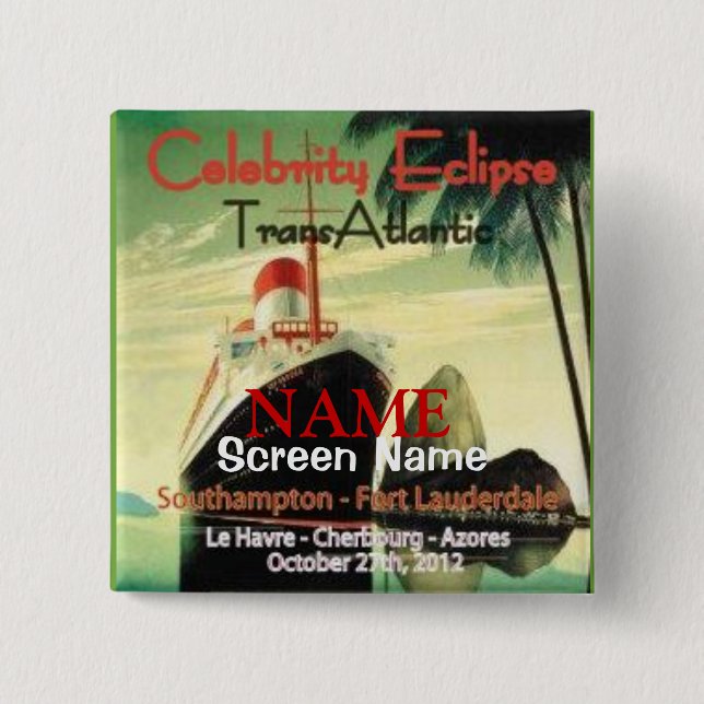 Macaron Carré 5 Cm Éclipse 2012 transatlantique (Devant)