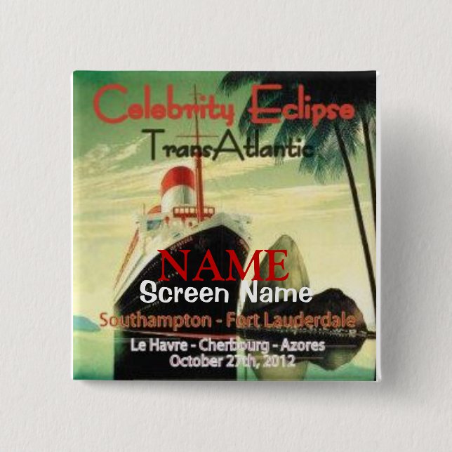 Macaron Carré 5 Cm Éclipse 2012 transatlantique (Devant)