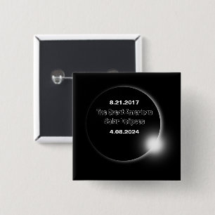 Macaron Carré 5 Cm Éclipse solaire double date 2024 et 2017