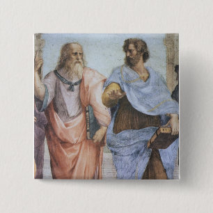 Macaron Carré 5 Cm École d'Athènes (détail - Platon et Aristote)