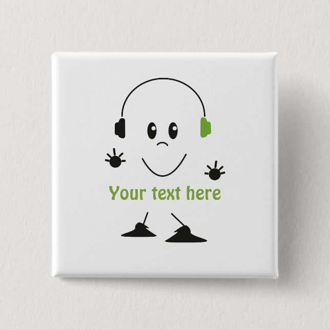 Macaron Carré 5 Cm Écouter le bouton de musique (Devant)