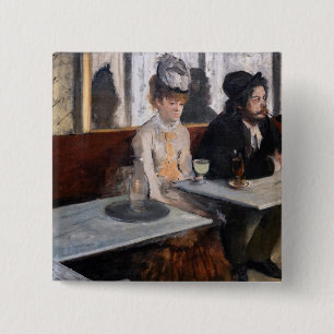 Macaron Carré 5 Cm Edgar Degas - Dans un café / L'Absinthe