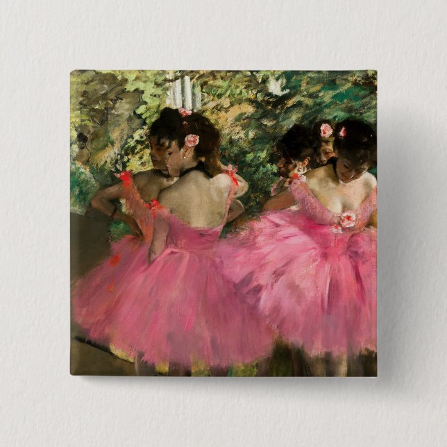 Macaron Carré 5 Cm Edgar Degas - Danseurs en rose (Devant)