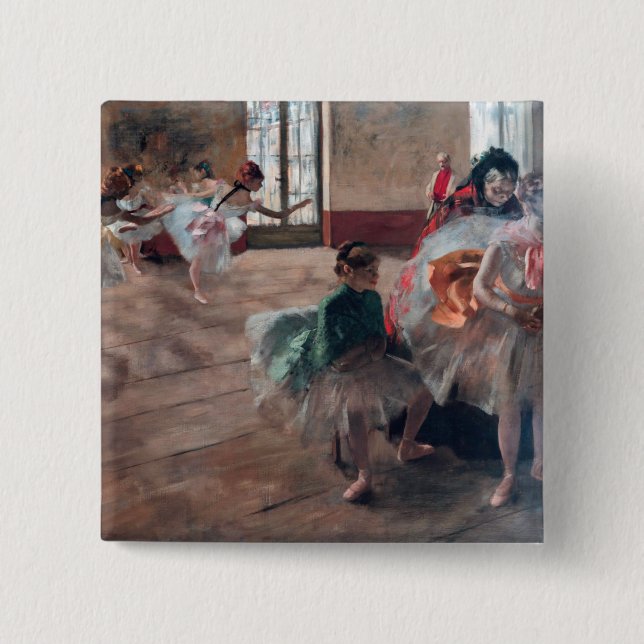 Macaron Carré 5 Cm Edgar Degas - La répétition (Devant)