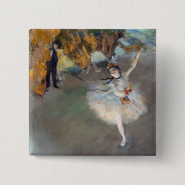 Macaron Carré 5 Cm Edgar Degas - L'Étoile / Danseur sur scène (Devant)
