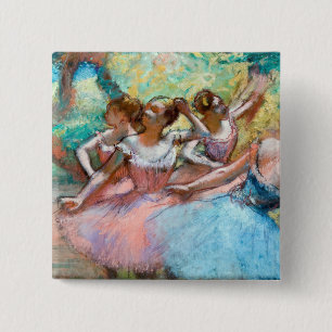 Macaron Carré 5 Cm Edgar Degas - Quatre Ballerinas sur scène