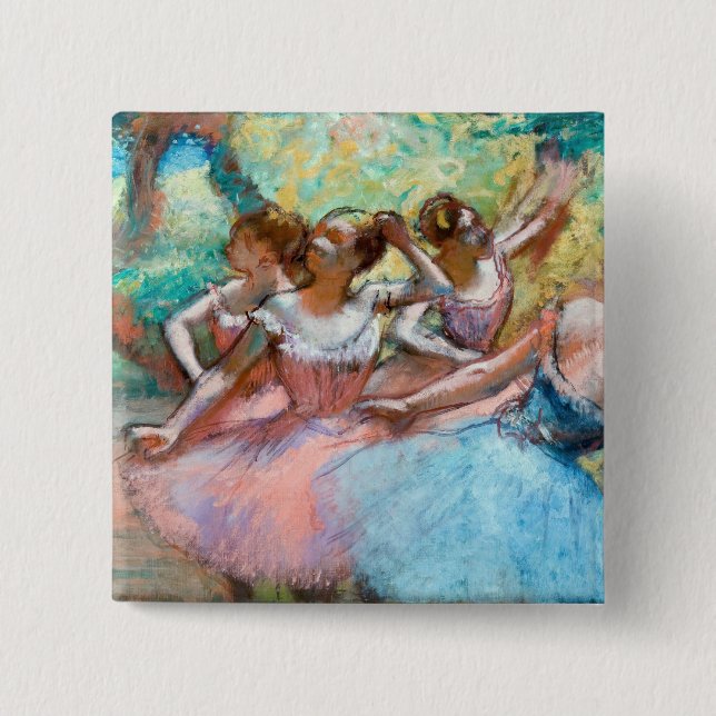 Macaron Carré 5 Cm Edgar Degas - Quatre Ballerinas sur scène (Devant)