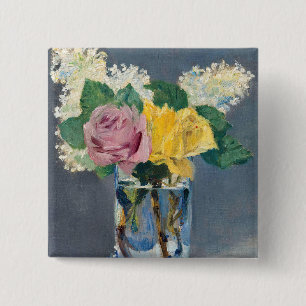 Macaron Carré 5 Cm Edouard Manet - Lilas et Roses