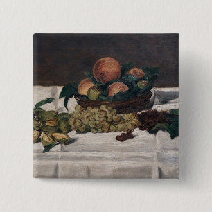 Macaron Carré 5 Cm Edouard Manet - Nature morte : fruits sur une tabl