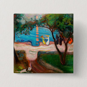 Macaron Carré 5 Cm Edvard Munch - Danse sur la plage