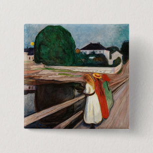 Macaron Carré 5 Cm Edvard Munch - Les filles sur le pont