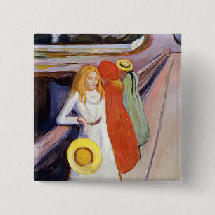 Macaron Carré 5 Cm Edvard Munch - Les filles sur le pont 1901