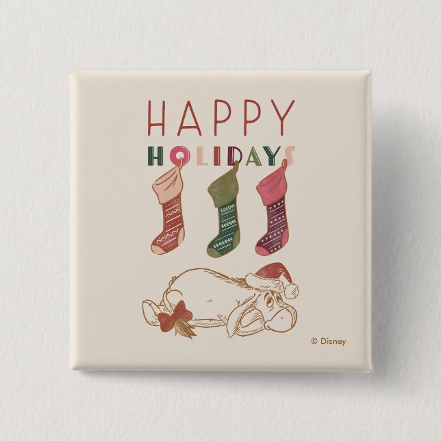 Macaron Carré 5 Cm Eeyore | Joyeuses fêtes (Devant)