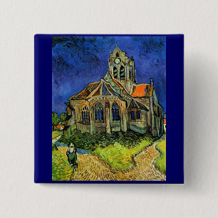 Macaron Carré 5 Cm Église d'Auvers Van Gogh