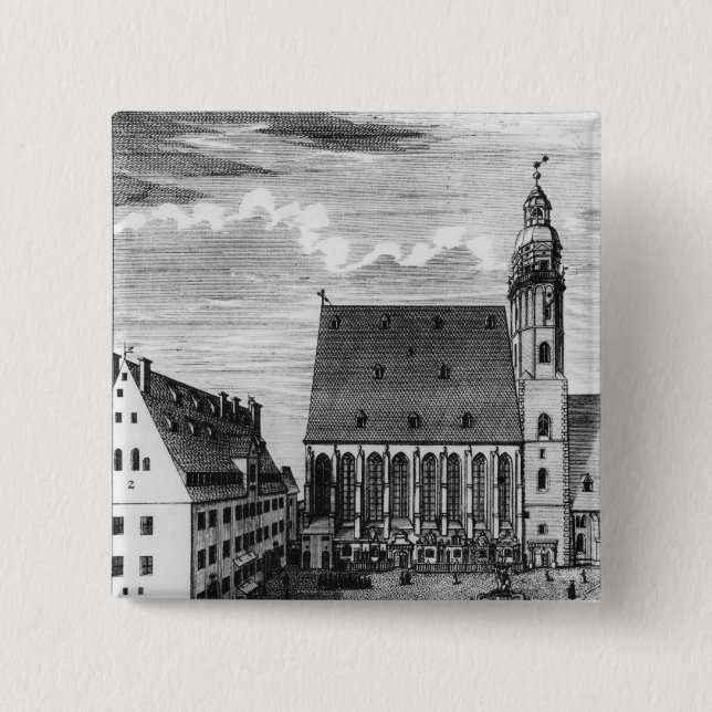 Macaron Carré 5 Cm Église et école de St Thomas à Leipzig, 1723 (Devant)