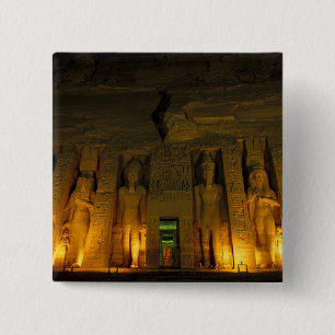 Macaron Carré 5 Cm Égypte, Abu Simbel, Façade éclairée du petit