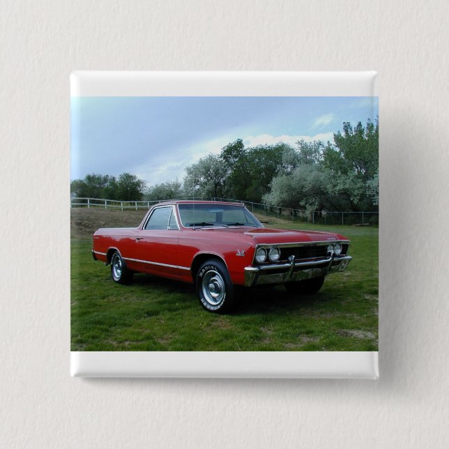 Macaron Carré 5 Cm EL 1967 de Chevrolet Chevelle Camino (Devant)