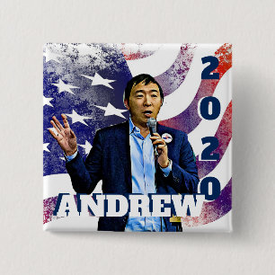 Macaron Carré 5 Cm Élection 2020 Andrew Yang bouton de soutien