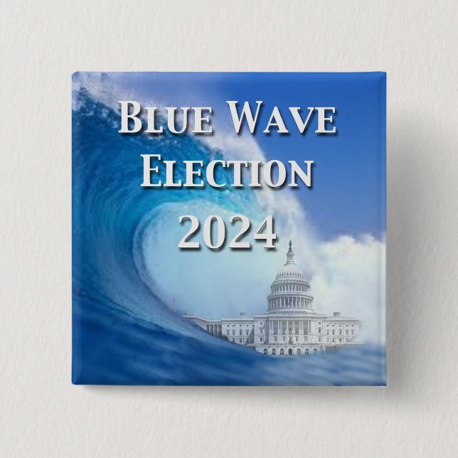Macaron Carré 5 Cm Élection Blue Wave 2024 (Devant)