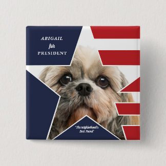 Macaron Carré 5 Cm Élection présidentielle de photo de chien 2024 Can