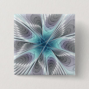 Macaron Carré 5 Cm Elégance Moderne Bleu Gris Blanc Fractage Art Flow