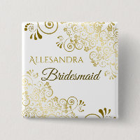 Élégant Gold Frills Bridesmaid Mariage Nom balise