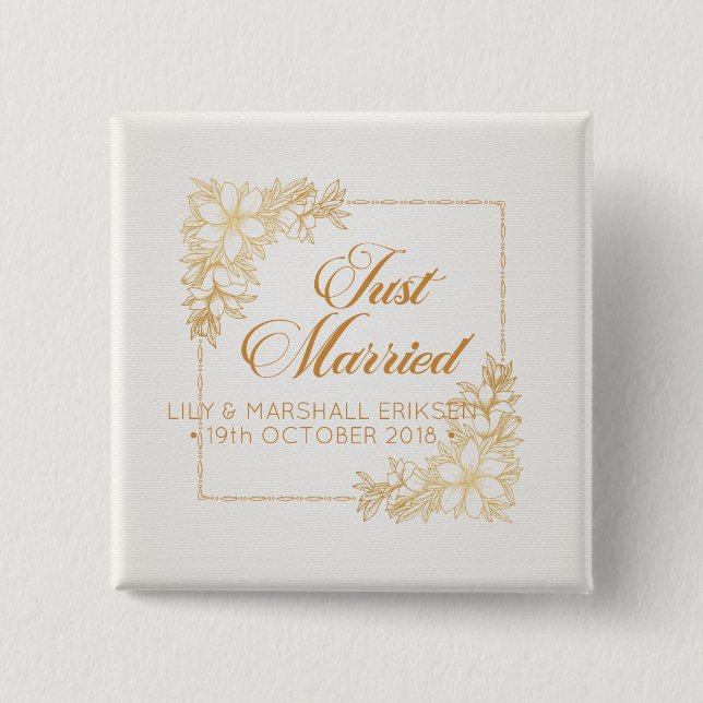 Macaron Carré 5 Cm Élégant Mariage marié| Bouton de la broche (Devant)