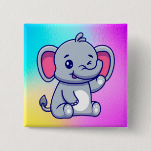 Macaron Carré 5 Cm Éléphant de bébé mignon assis dessin animé-23800