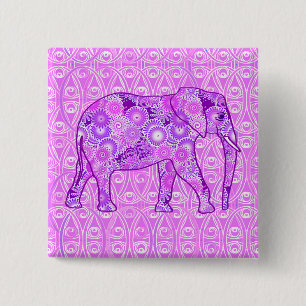 Macaron Carré 5 Cm Éléphant tourbillon fractal - violet et orchidée