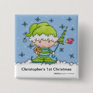Macaron Carré 5 Cm Elf bébé - Personnalisé ! st Noël