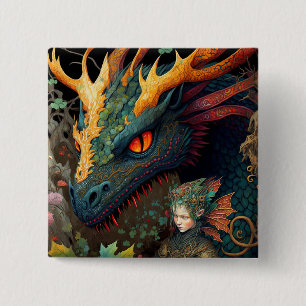 Macaron Carré 5 Cm Elf Et Dragon Imaginaire Art