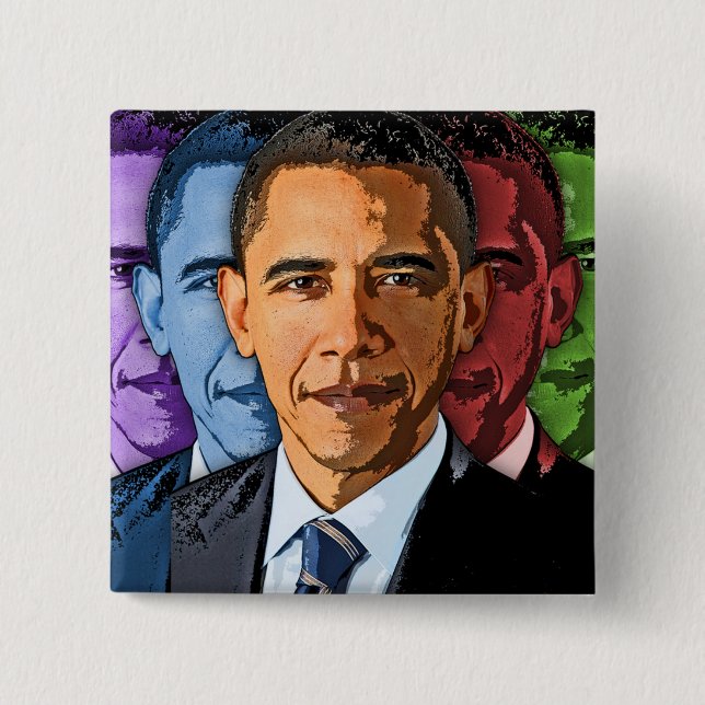 Macaron Carré 5 Cm Élisez Barack Obama pour le président (Devant)