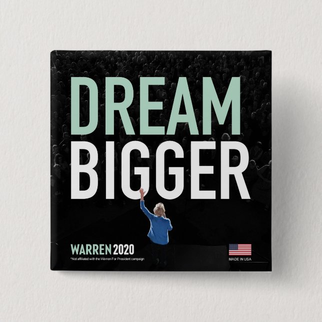 Macaron Carré 5 Cm Elizabeth Warren - Dream Bigger - CA collection (Devant)
