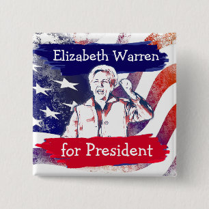 Macaron Carré 5 Cm Elizabeth Warren pour l'élection présidentielle de
