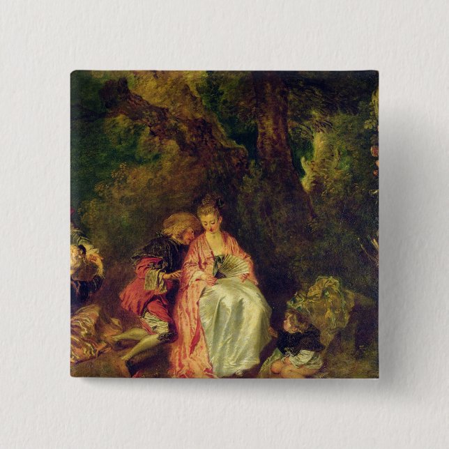 Macaron Carré 5 Cm Embarquement pour Cythera, c.1717 (Devant)