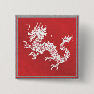 Macaron Carré 5 Cm Emblème de la tribu des Dragons de Chine vintage r