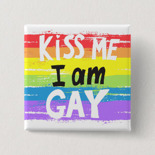 Macaron Carré 5 Cm Embrasse-Moi Je Suis Gay