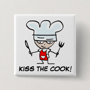 Macaron Carré 5 Cm Embrassez le cuisinier ! bouton pinback